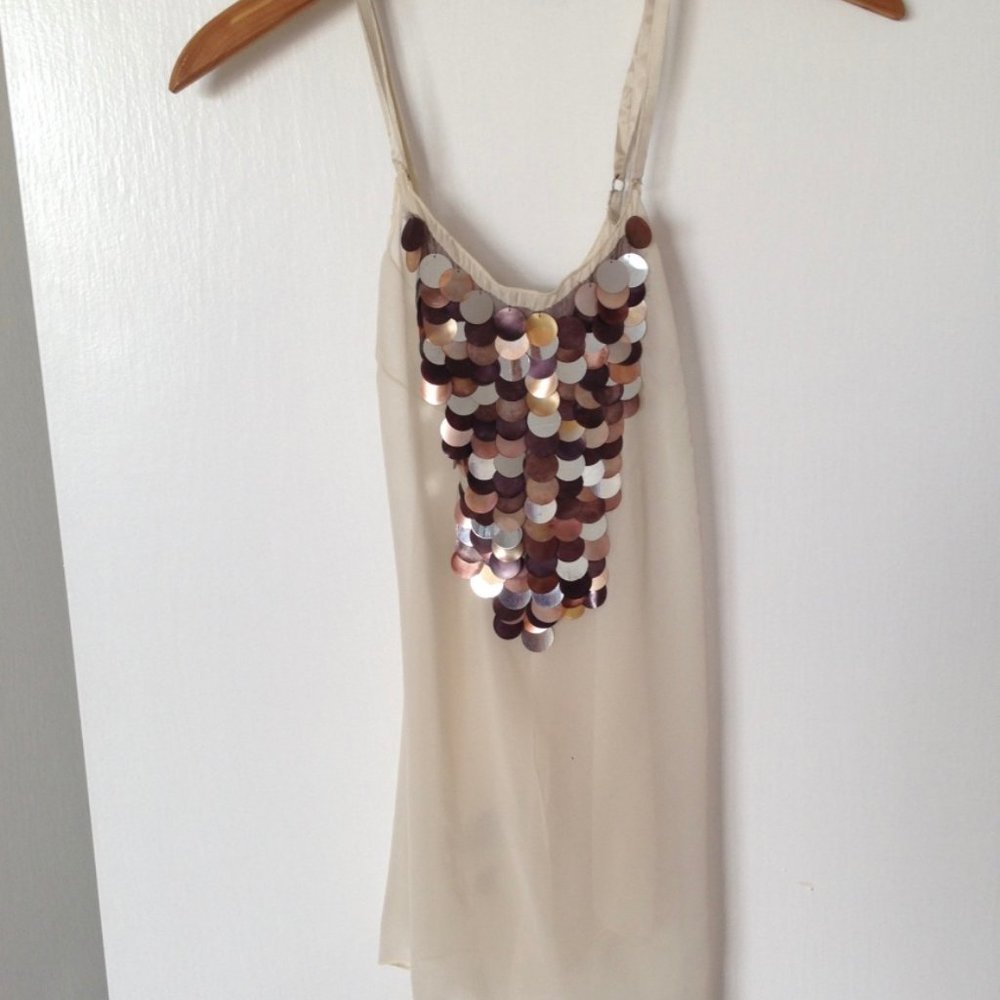 NWT ROZAE NICHOLS ivory cami tank top w paillette